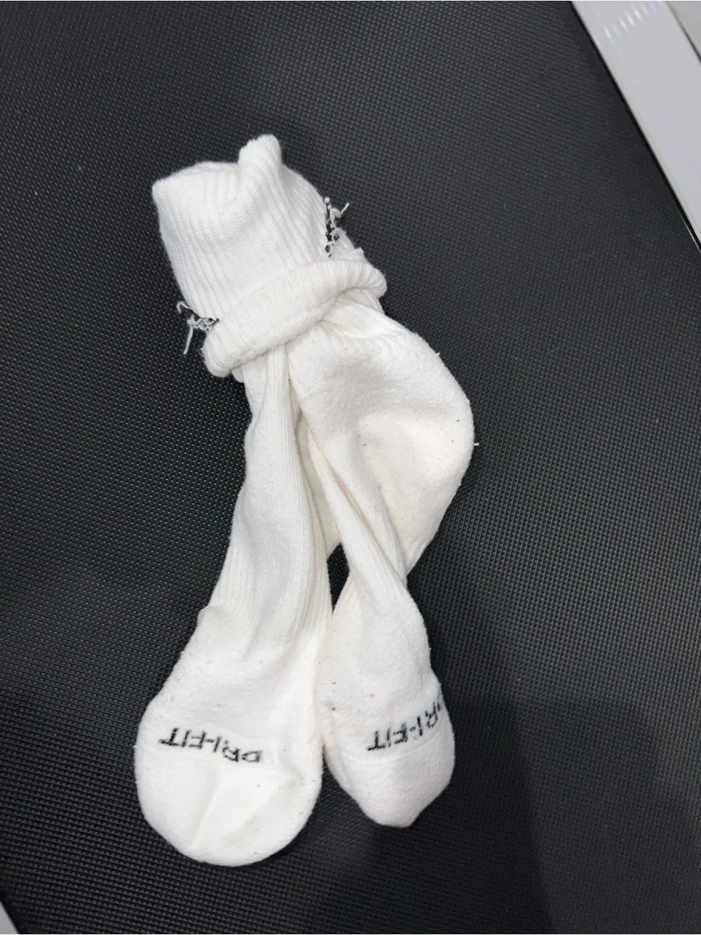 Nike White Crew Socks with Black Swoosh - Men's